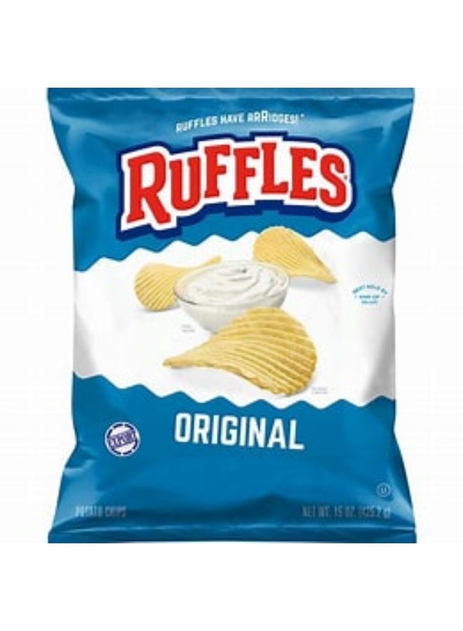 Ruffles Original Potato Chips 15oz (425g) – Classic Crunchy Snack, Party Size Bag - Image 1
